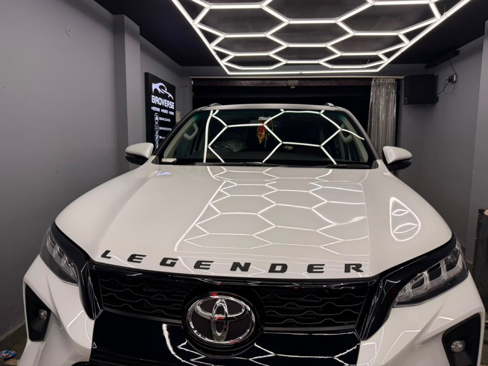 Motorcycle gloss finish under studio lights