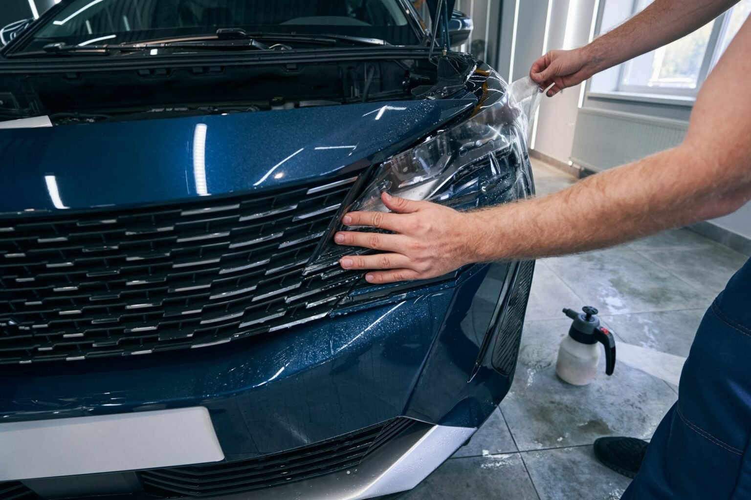 PPF installation on a car headlight